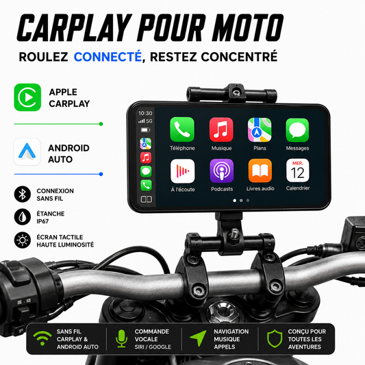 Écran GPS CarPlay/Android Auto pour moto — 6 pouces IP67 Riderkit