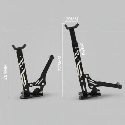 Béquille moto support bras oscillant réglable en utilisation