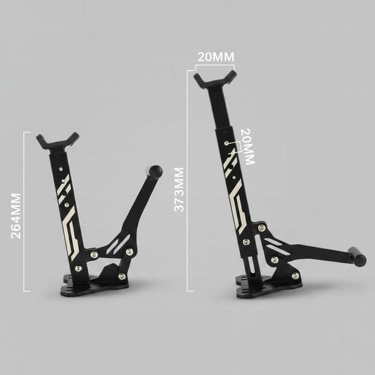 Béquille moto support bras oscillant réglable en utilisation