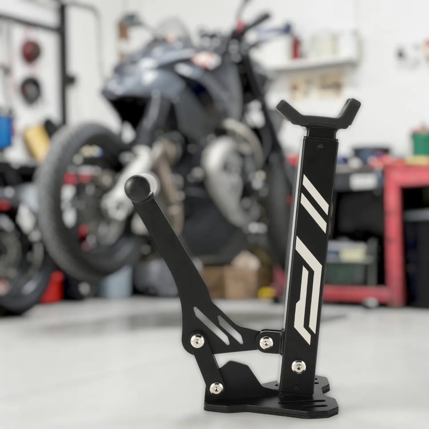 Béquille Arrière Pliable pour Moto – Support Bras Oscillant Réglable Riderkit