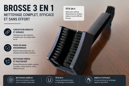 Brosse d'entretien double tête pour chaîne de moto Riderkit