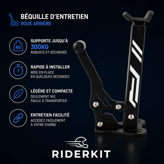 Béquille Arrière Pliable pour Moto – Support Bras Oscillant Réglable Riderkit